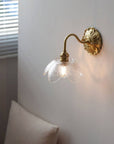SwanGlow - Curved Brass & Glass Wall Light